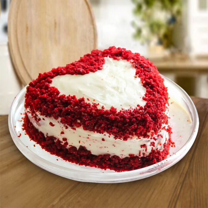 Red Velvet Heart Cream Cake Eggless