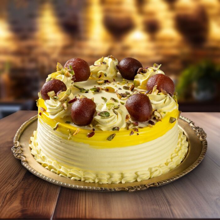 Vanilla Cake With Gulab Jamun