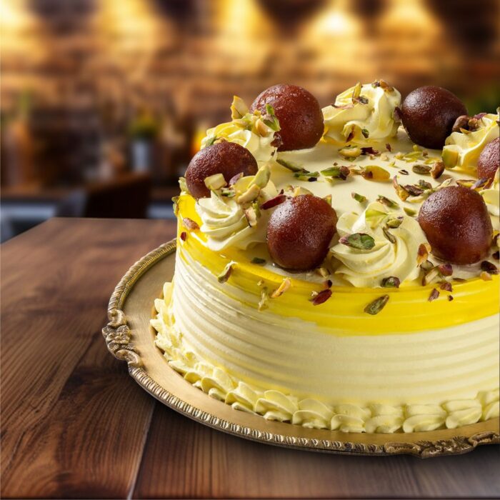 Vanilla Cake With Gulab Jamun