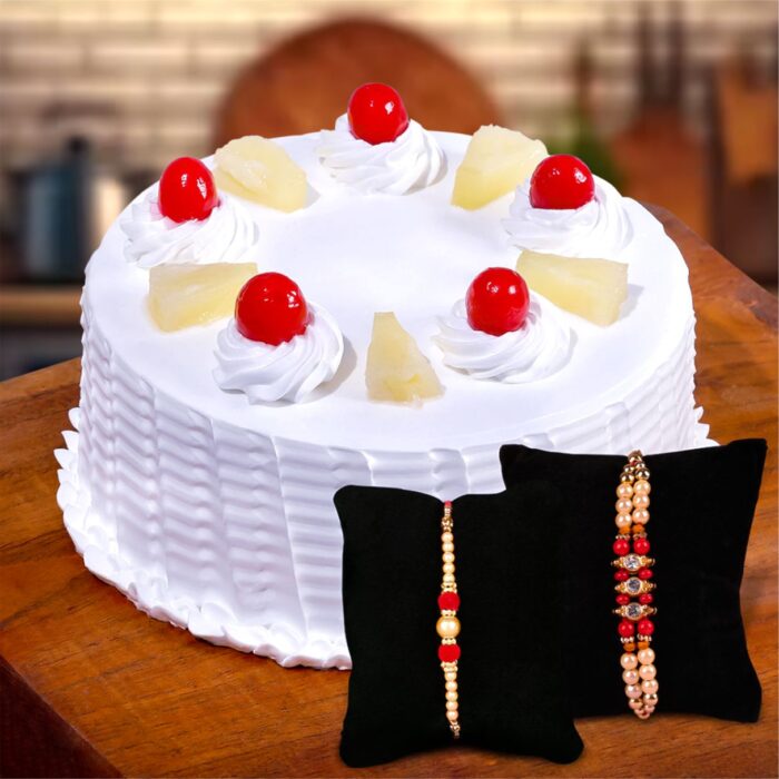 Pineapple Cake With Rakhi Combo