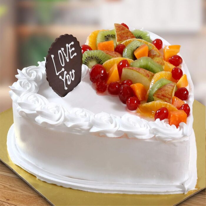 Heart Shaped Vanilla Fruit Cake