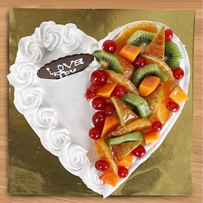 Heart Shaped Vanilla Fruit Cake