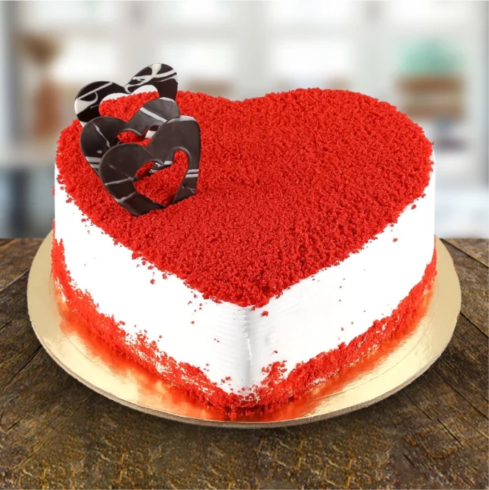 Cream Red Velvet Heart Cake A